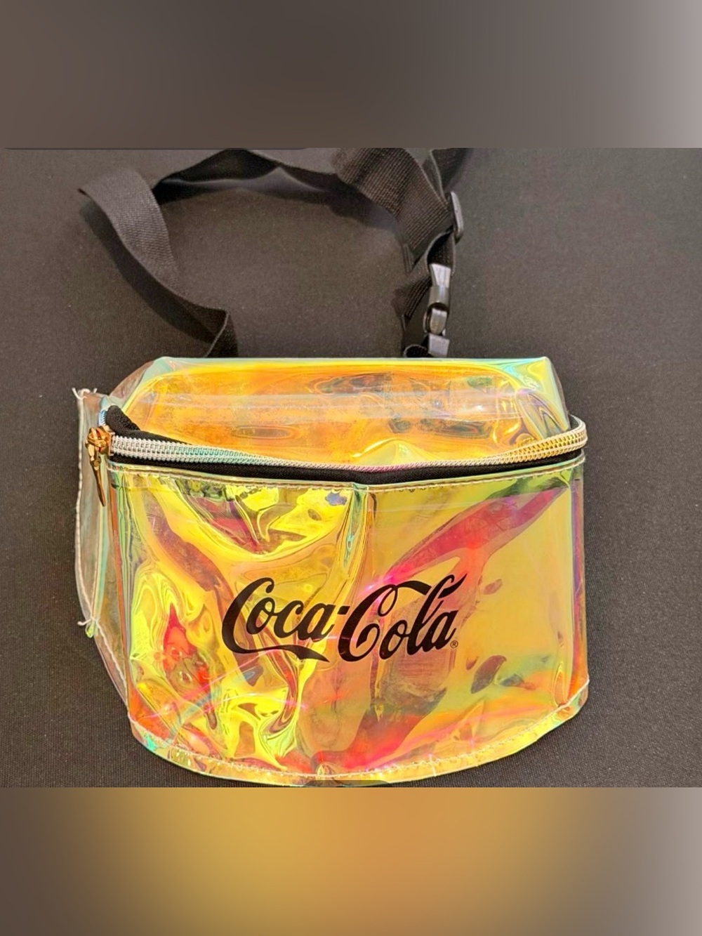 Coca Cola Iridescent Yellow Holographic Belt Bag